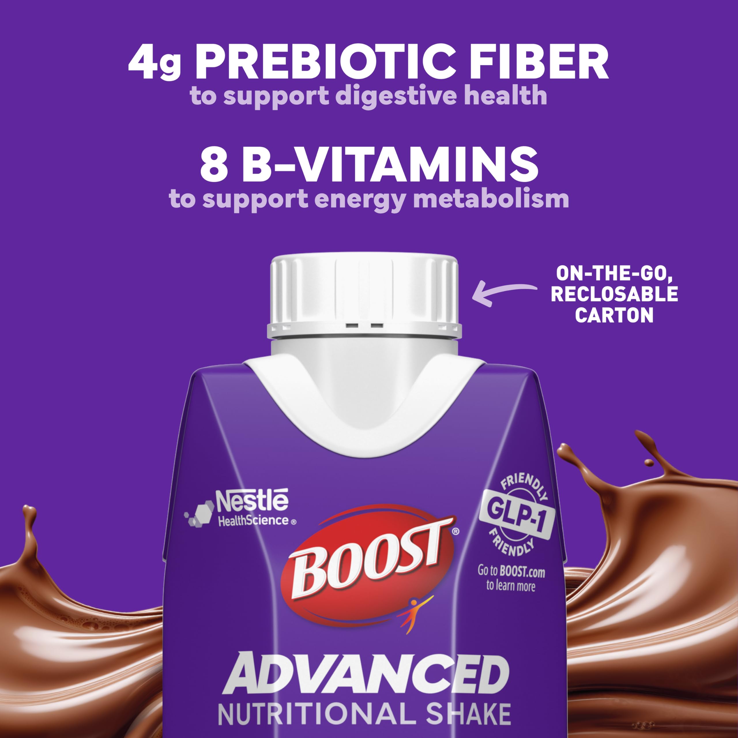 BOOST Advanced Nutritional Protein Shake, Weight Loss Nutrition Support*, 35g High Protein GLP-1 Friendly Shake, Ready to Drink - Rich Chocolate, 12-11 FL OZ (325 mL) Cartons