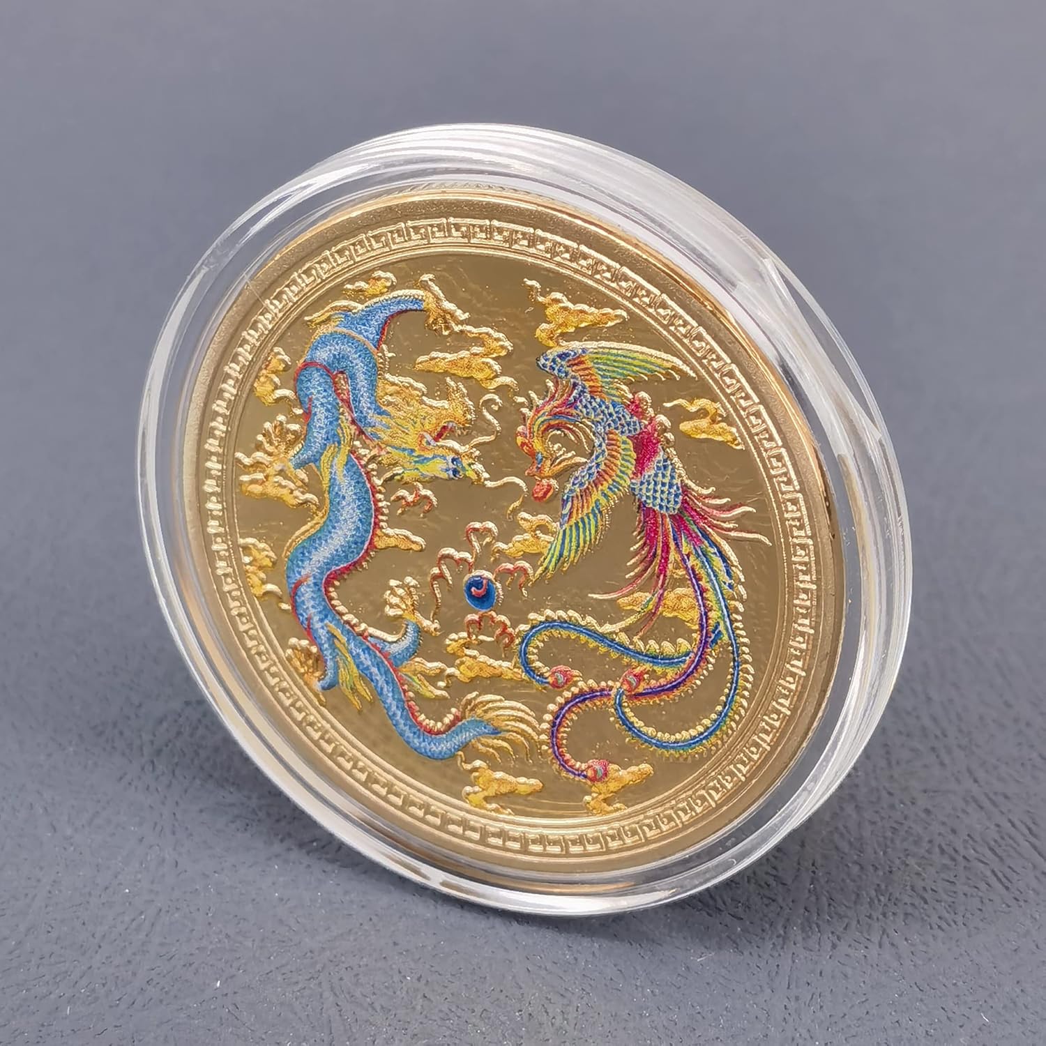 Good Luck Charm Chinese Loong and Phoenix in Extremely Good Fortune Lucky Coin Lottery Ticket Scratcher Tool