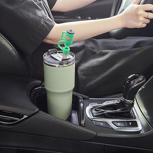 Miniatura 8 de 10 piezas de popote de silicona para copa Stanley, tapa de paja a prueba de polvo de 0.394 in para vaso Stanley Cup de 3040 oz con asa (rosa, verde,