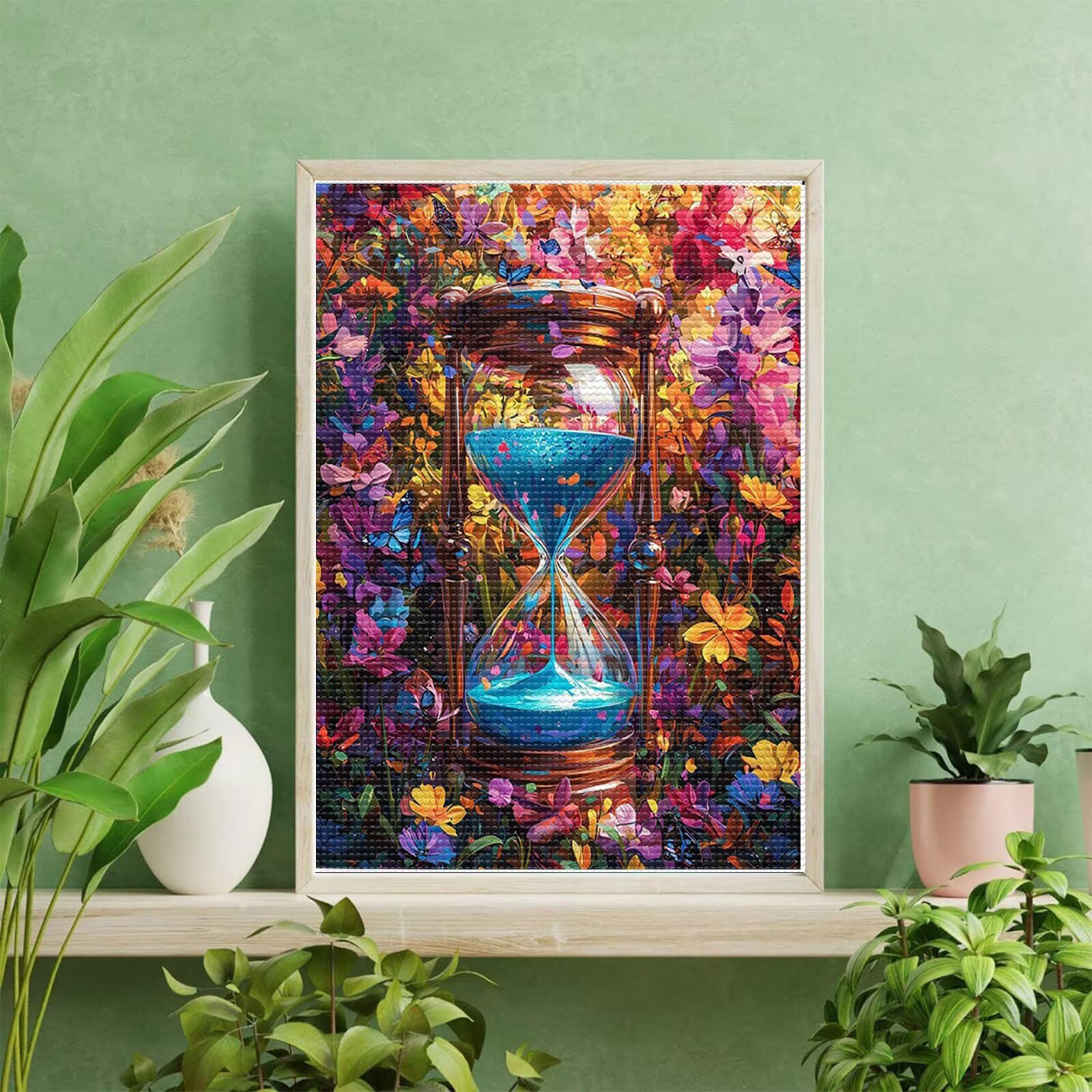 5D Zestaw do malowania klepsydrą Diament Malarstwo, DIY Kwiat Artystyczne Pełne zestawy diamentowe, zestawy sztuki diamentowej Rhinestone Ścieg krzyżykowy Malarstwo dla dorosłych Początkujących