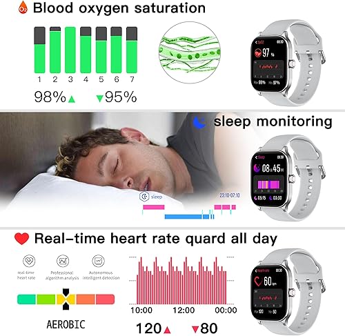 Miniatura 4 de Reloj inteligente (respuestahacer llamada), reloj inteligente de 2.01 pulgadas para teléfonos Android y iPhone con frecuencia cardíaca, monitor de