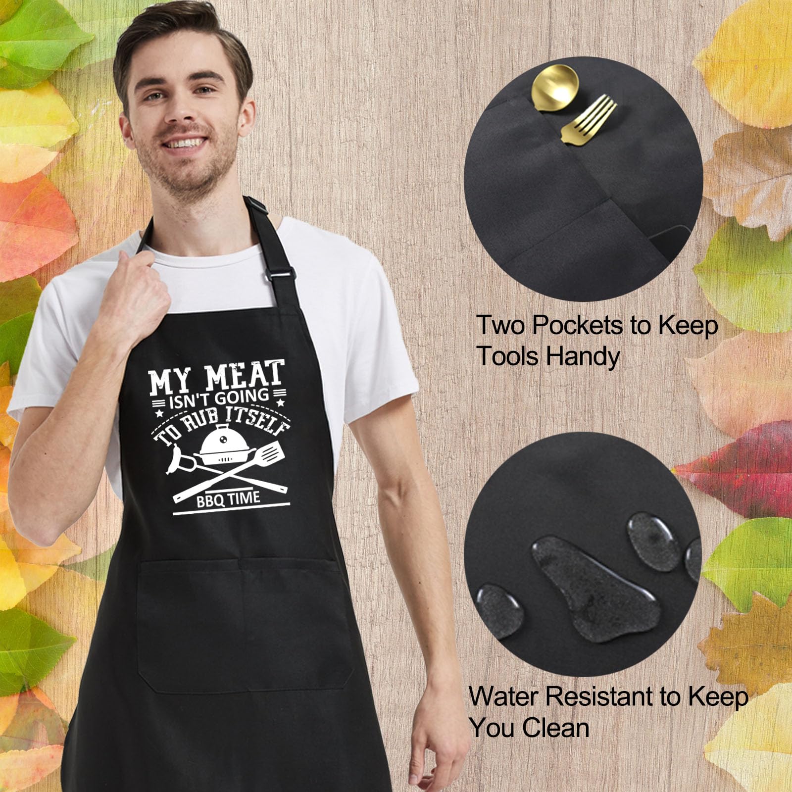 Divertido delantal de barbacoa para hombre con bolsillos, delantales de cocina para cocina, regalos de parrilla para papá, mamá, cumpleaños, Navidad
