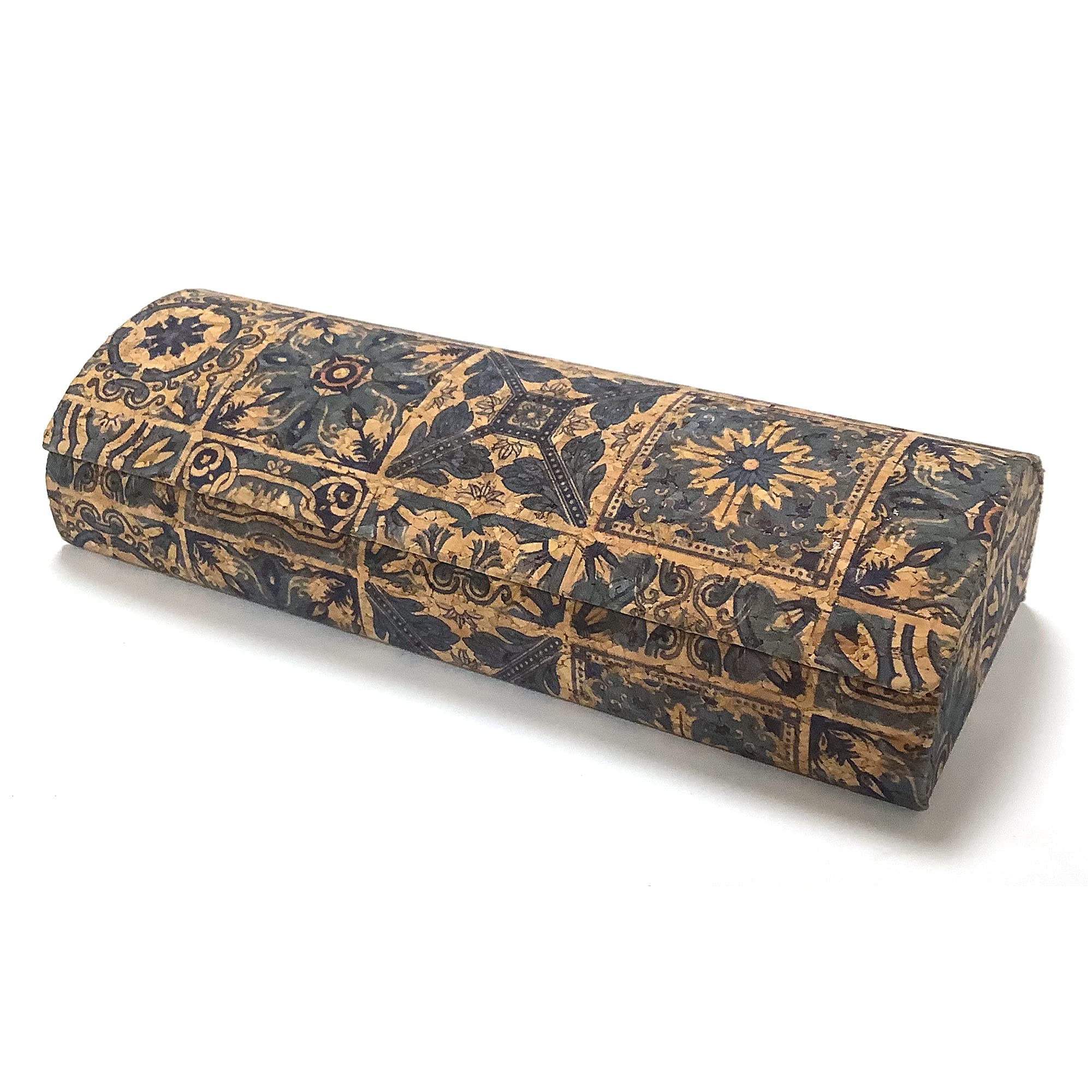Longjet Glasses Case Hard Shell Cork Eye Glass Carry Box for Eyeglass and Sunglasses (Blue Flower)