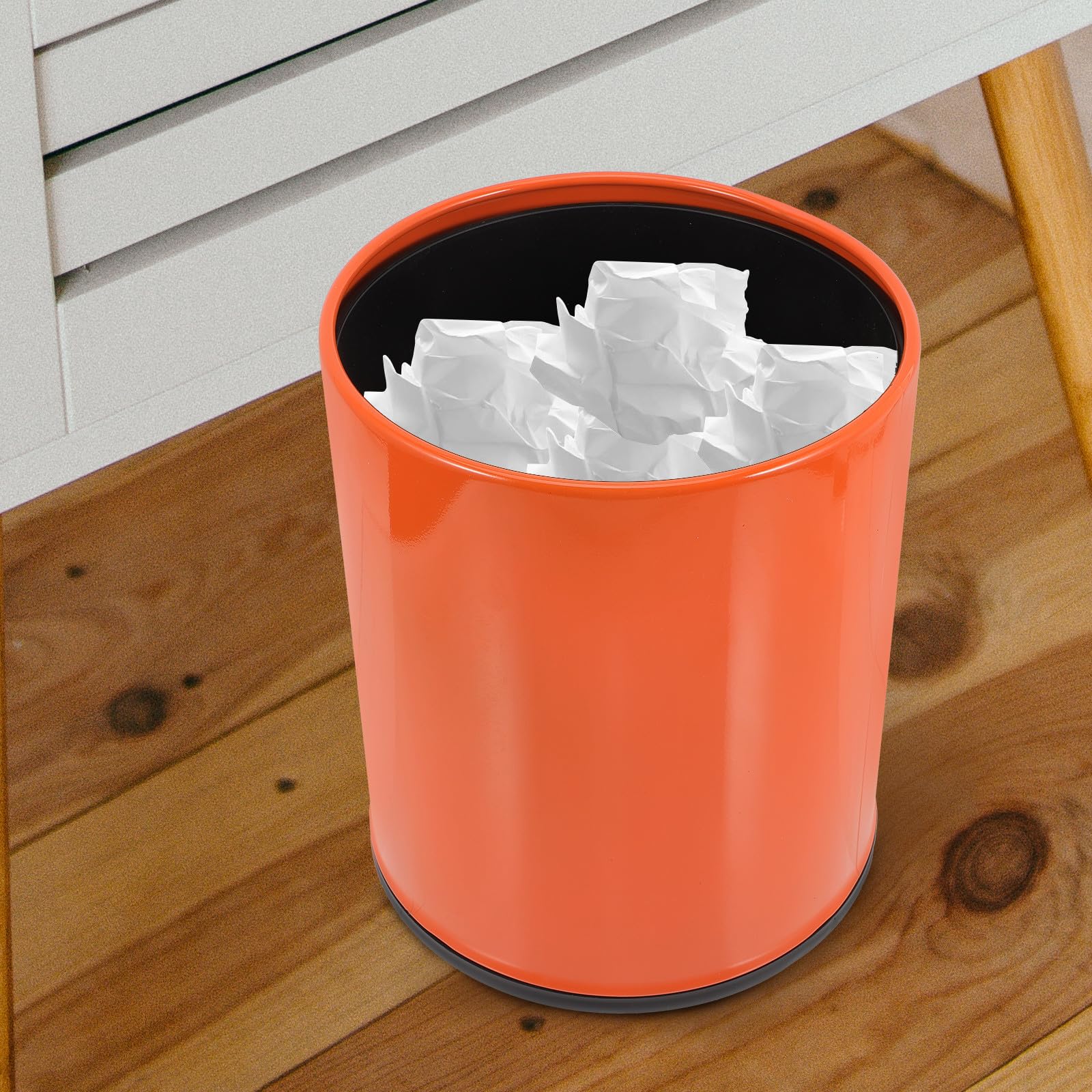 SHINEOFI Europäischer Müllbehälter aus Stabilem Kunststoff Feuerhemmend Modernes Design in Sonnenuntergangsorange Vielseitiger Papierkorb für Küche Bad und Büro Leicht zu Reinigen