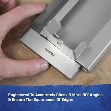 Faithfull Engineers Steel Try Square Set 4 Piece - 50,75,100,150mm (2in, 3in, 4in, 6in), Precision Ground, Hardened Steel Blade, Accurate Marking, Measuring & Layout Tools in Wooden Storage Case