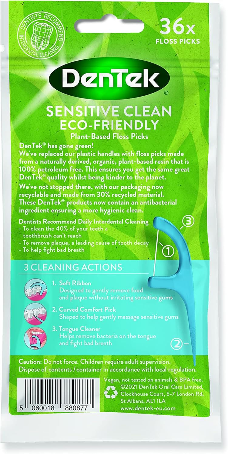 DenTek EcoFriendly Sensitive Floss Picks x 216 with Soft Ribbon and