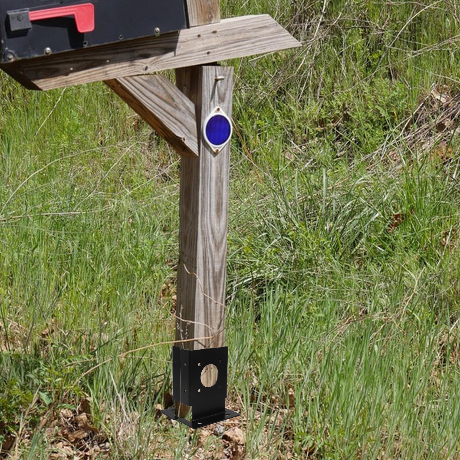 4 Piezas Soporte para Poste de Jardín en Metal Negro
