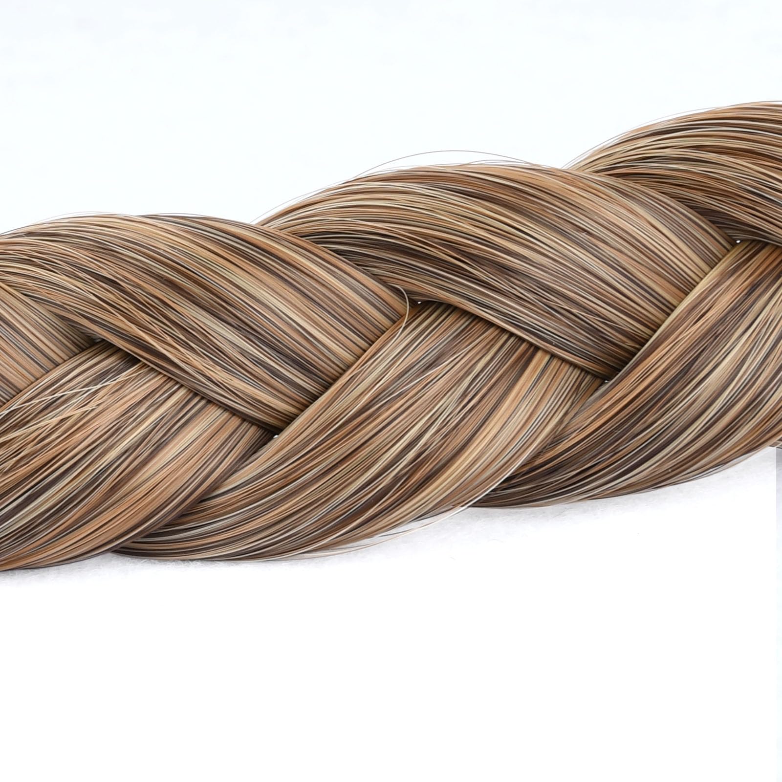 BOBIYA 3 Strand Synthetic Hair Braided Headband Classic Chunky Wide Plaited Braids Elastic Stretch Hairpiece for Women Girl Beauty Accessory (Dark Blonde) - Image 3