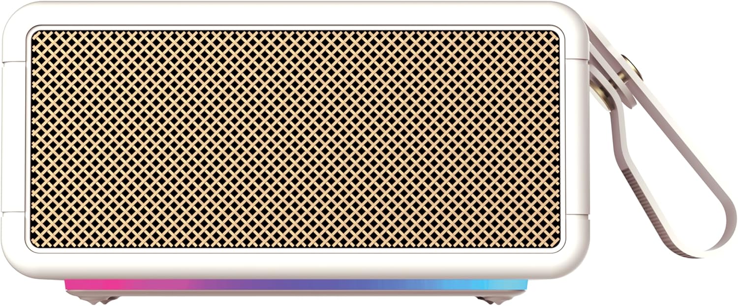 AT&T Essentials Retro 40W Bluetooth Speaker, IPX6 Waterproof, Bluetooth 5.3, LED Light Modes, Bass & Treble Control, 12H Battery, USB-C Charging, Outdoor & Indoor Use, Home Audio System - Cream - Image 8