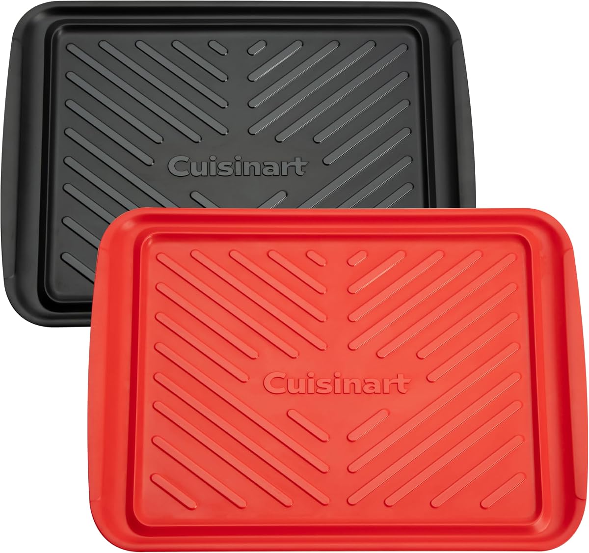 Bandeja para servir y preparar parrillas Cuisinart, apta para lavavajillas, juego nido de 2 piezas | Juego de bandejas para alimentos de 17 x 10,5 pulgadas para preparar y servir, diseño de melamina resistente a roturas para 6 hamburguesas, CPK-200