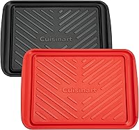 Cuisinart Grilling Prep & Serve Trays 17x10.5" - Red Raw Meat & Black Cooked Food Nesting Melamine BBQ Trays, Dishwasher Safe, Fits 6 Burgers