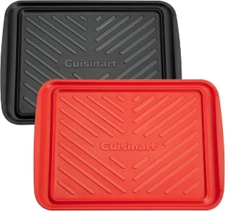 Cuisinart CPK-200 Grilling Prep & Serve Trays - Color-Coded Melamine Black & Red Set, Dishwasher Safe Nesting Trays, Fits 6 Burgers 17x10.5 Inch