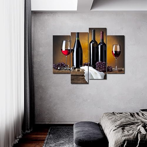 Miniatura 2 de First Wall Art -Vino de uva en botella, tazas de cocina, pintura de pared, cuadros impresos en lienzo, alimentos, la imagen para decoración moderna