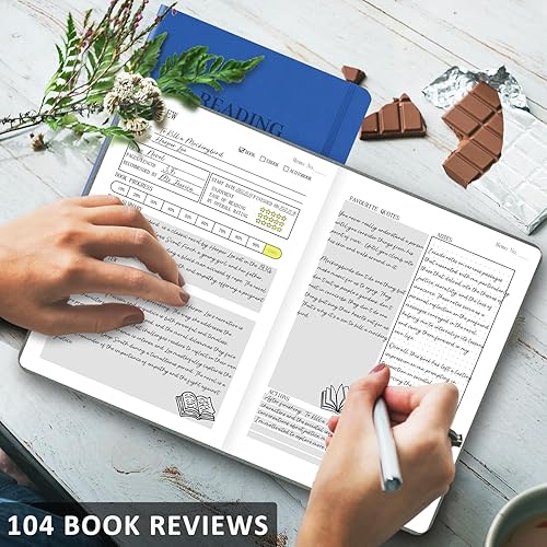 Miniatura 6 de Diario de lectura - 104 reseñas de libros, diario de libros para amantes de los libros y lectores, revisa y sigue tu progreso de lectura, regalo de