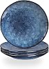 vicrays Porcelian Round Dessert Plate, 20.3 cm, Microwave, Oven, Dishwasher Safe, Scratch Resistant, Porcelain Fluted Suitable for Salad, Fruit, Snack, Home, Party, Set of 4 Coral Blue