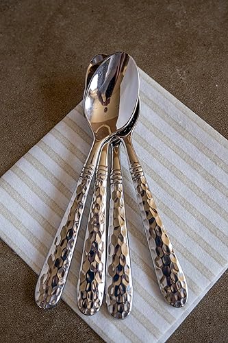 Miniatura 4 de Vietri Martellato - Cucharas demitasse de 5 pulgadas de largo de acero inoxidable 1810, cucharas de café de espresso, juego de 4