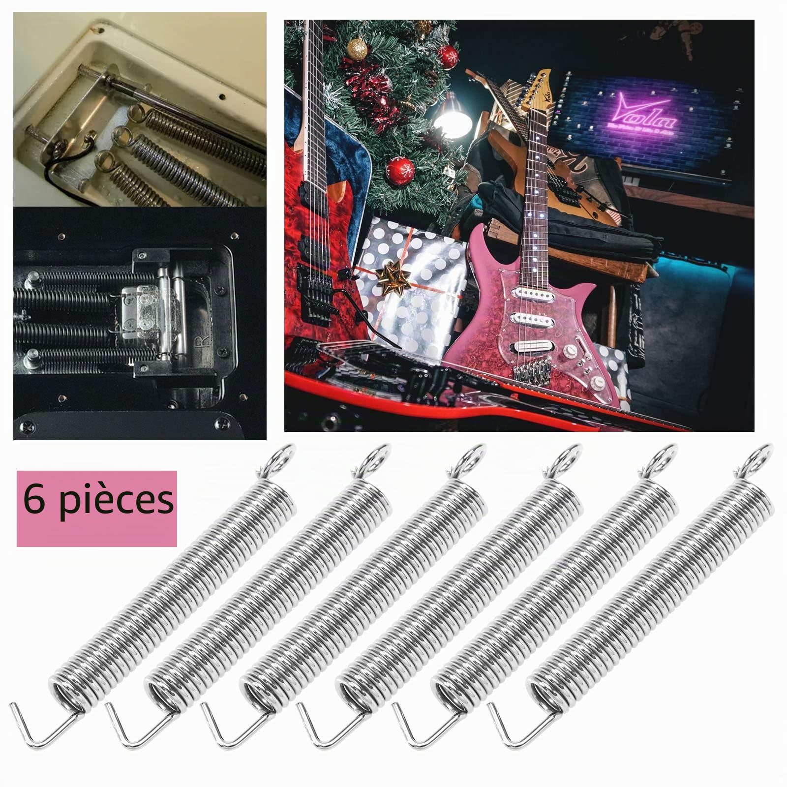 Lot de 6 ressorts de vibrato silencieux pour guitare électrique Floyd Rose ST/Stratocaster Argenté