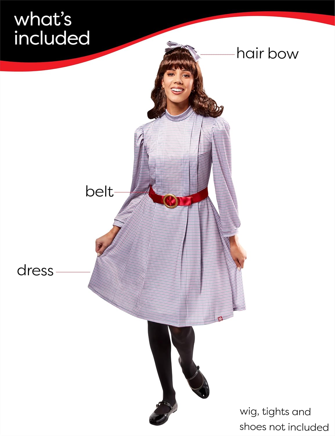 Rubies womens American Girl Samantha Parkington Plaid Dress Adult Plus Size Costume