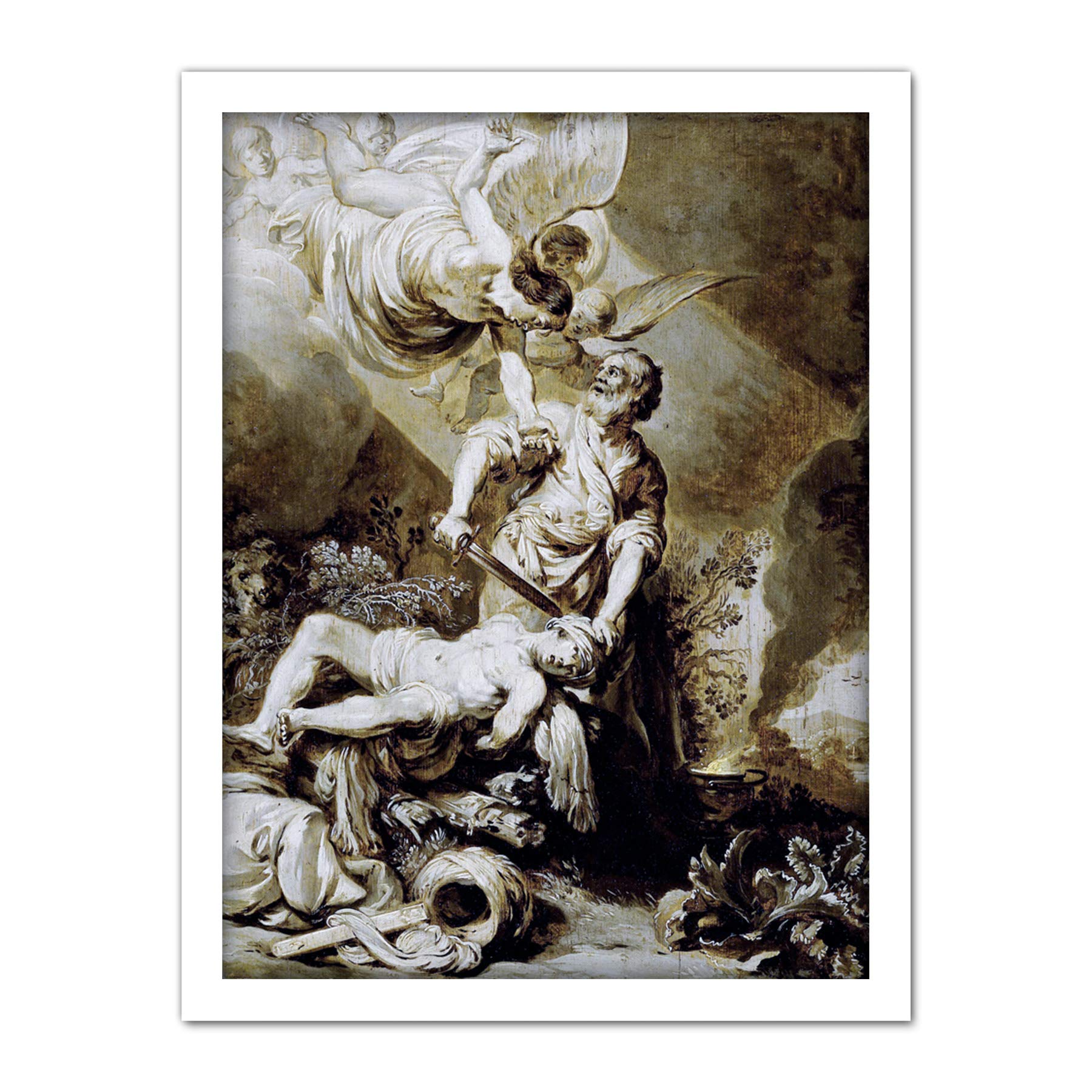 Artery8 Pieter Lastman Sacrifice Of Abraham Painting Artwork Framed Wall Art Print 18X24 Inch