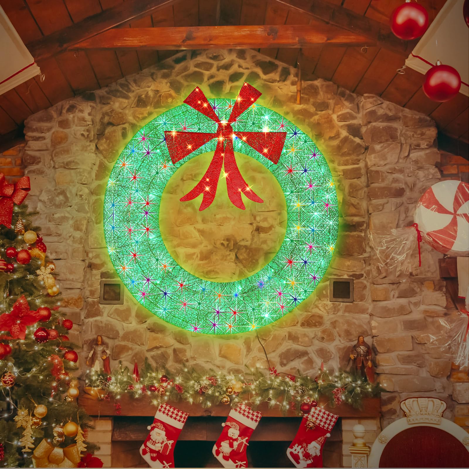 Amazon.co.jp: Aurelema 48インチ LED クリスマスリースデコレーション