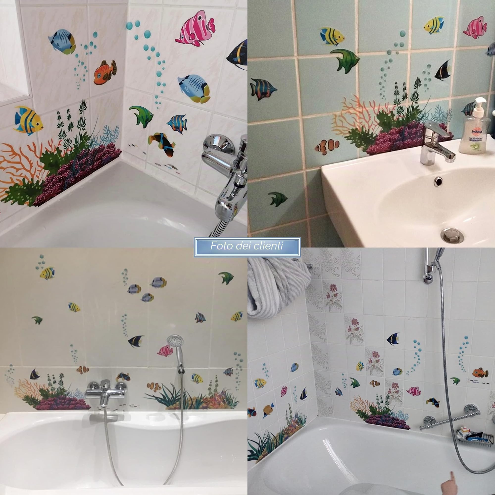 WandSticker4U®- Adesivi murali marini MONDO SOTTO MARINO impermeabile (130x42 cm) I Adesivi parete bagno piastrelle mare pesci oceano I Decorazioni stickers muro cameretta bambini pesce