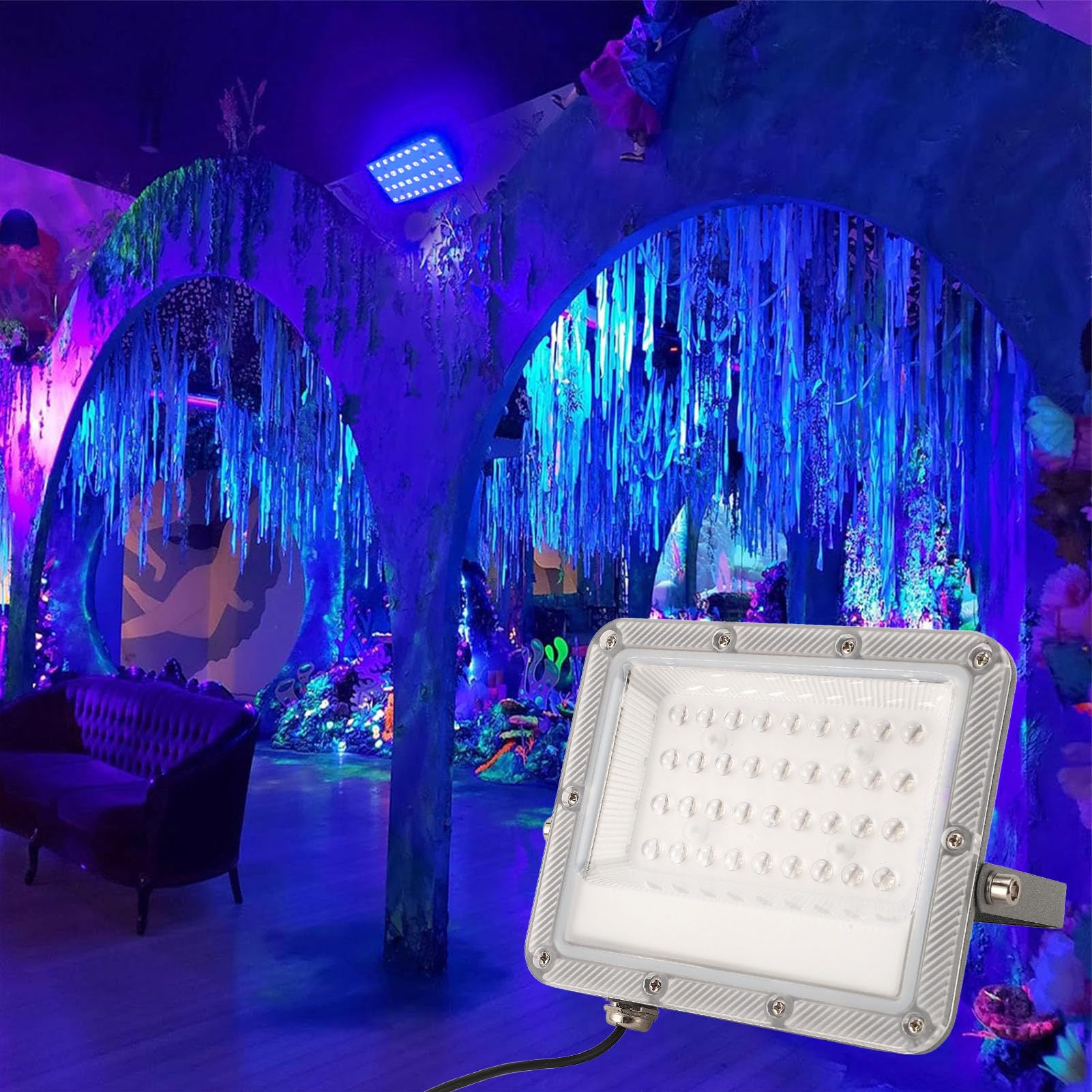 UV -LED Schwarzlicht, Wasserfestes USB -Antrieb für Glow Party mit 365 Nm LED -Glühbirne, Aluminiumschale, PC Zerbrochener Lampenabdeckung