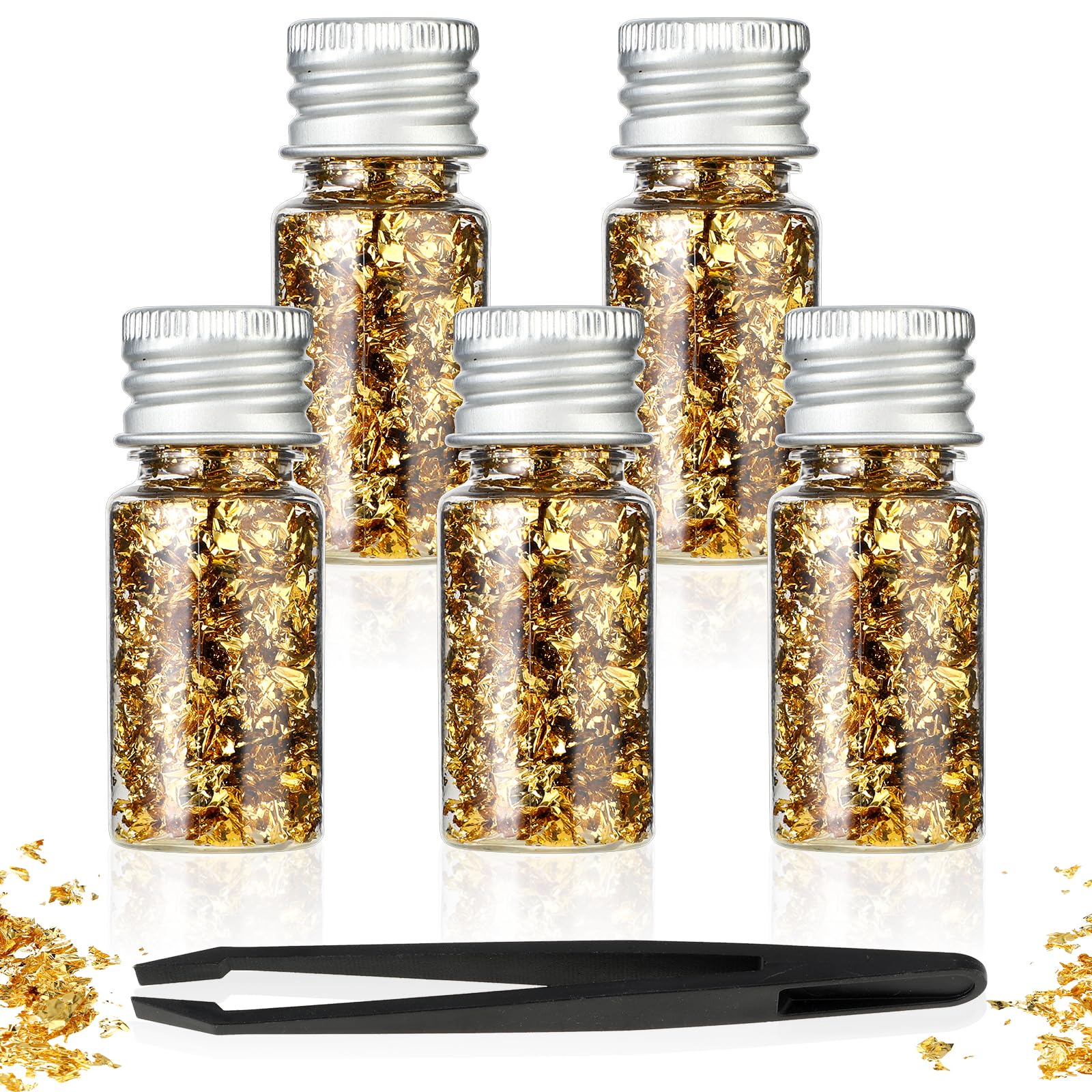 Jushion Blattgold Flocken 3x30ml - Echtgold Dekoration Für Kunst & Küche