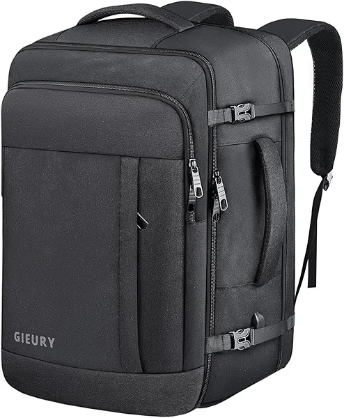Gieury Carry On Backpack, 50L Travel Backpack, Luggage Backpack TSA Flight Approved Laptop Backpack for Men & Women, Large Expandable 40L Daypack Lightweight Business Weekender Bag, Black