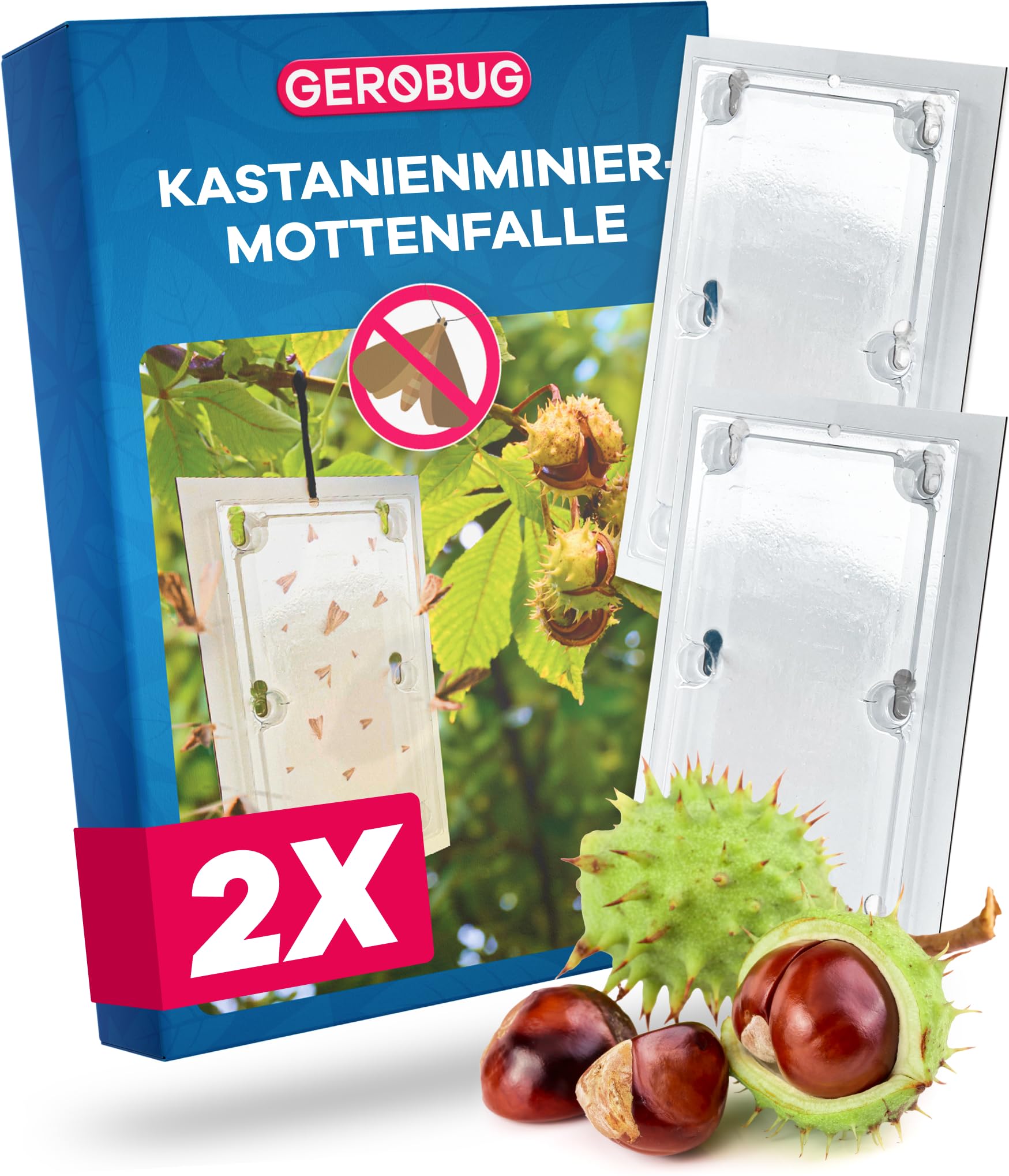Bio Kastanienminiermotte Pheromonfalle [2 Stück] - Blätter bleiben länger grün - Attraktive Kastanienminiermotte Falle - Insektizidfrei & unauffällig
