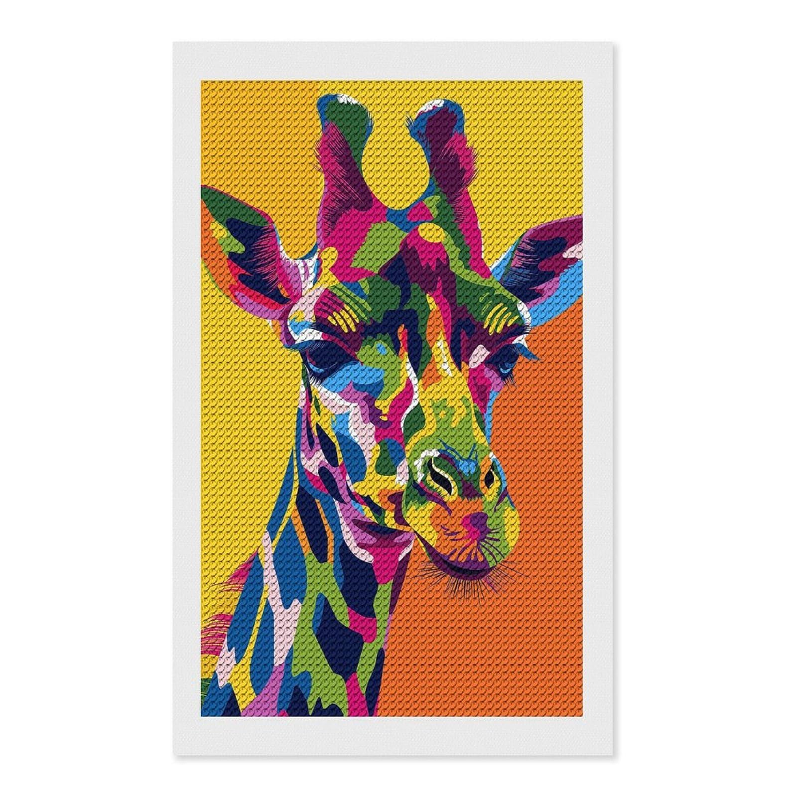 Junmoney Colorful Giraffe Portrait(6) Round Drill Diamond Painting 12"x20", for Craft Lovers, Stress Relief Craft, Bedroom Decor, Festive Craft Gift