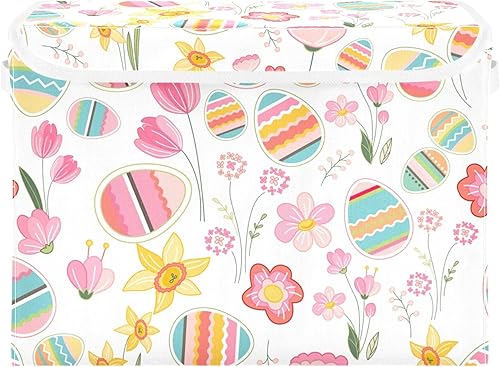 xigua Contenedores de almacenamiento de huevos de flores de Pascua con tapas y asa de transporte, cajas de almacenamiento plegables, contenedores