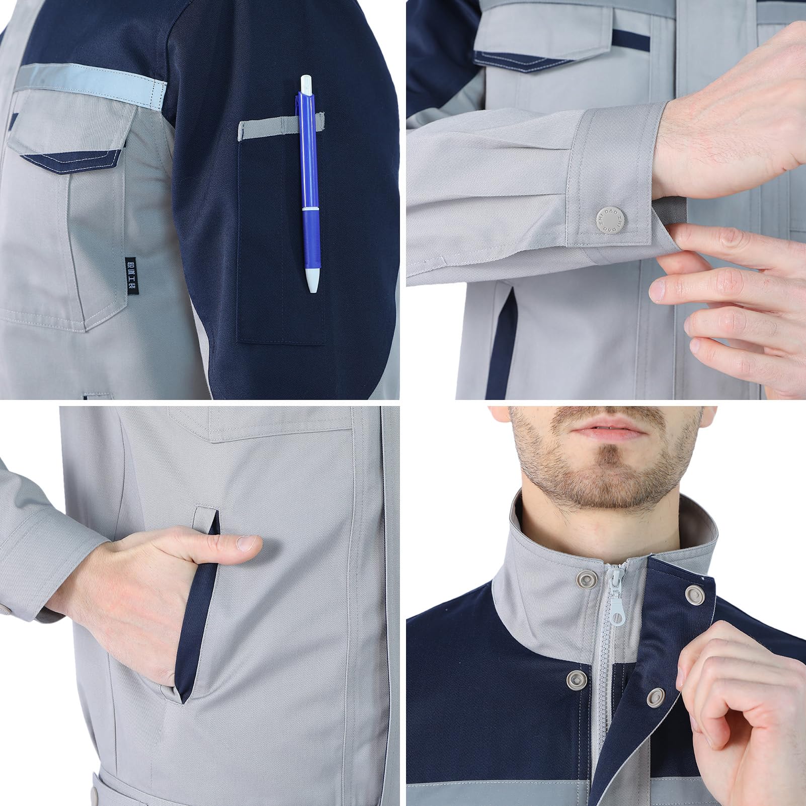 2 pezzi abbigliamento da lavoro da uomo giacca a maniche lunghe e pantaloni abbigliamento da lavoro set per riparatori, costruttori, corrieri