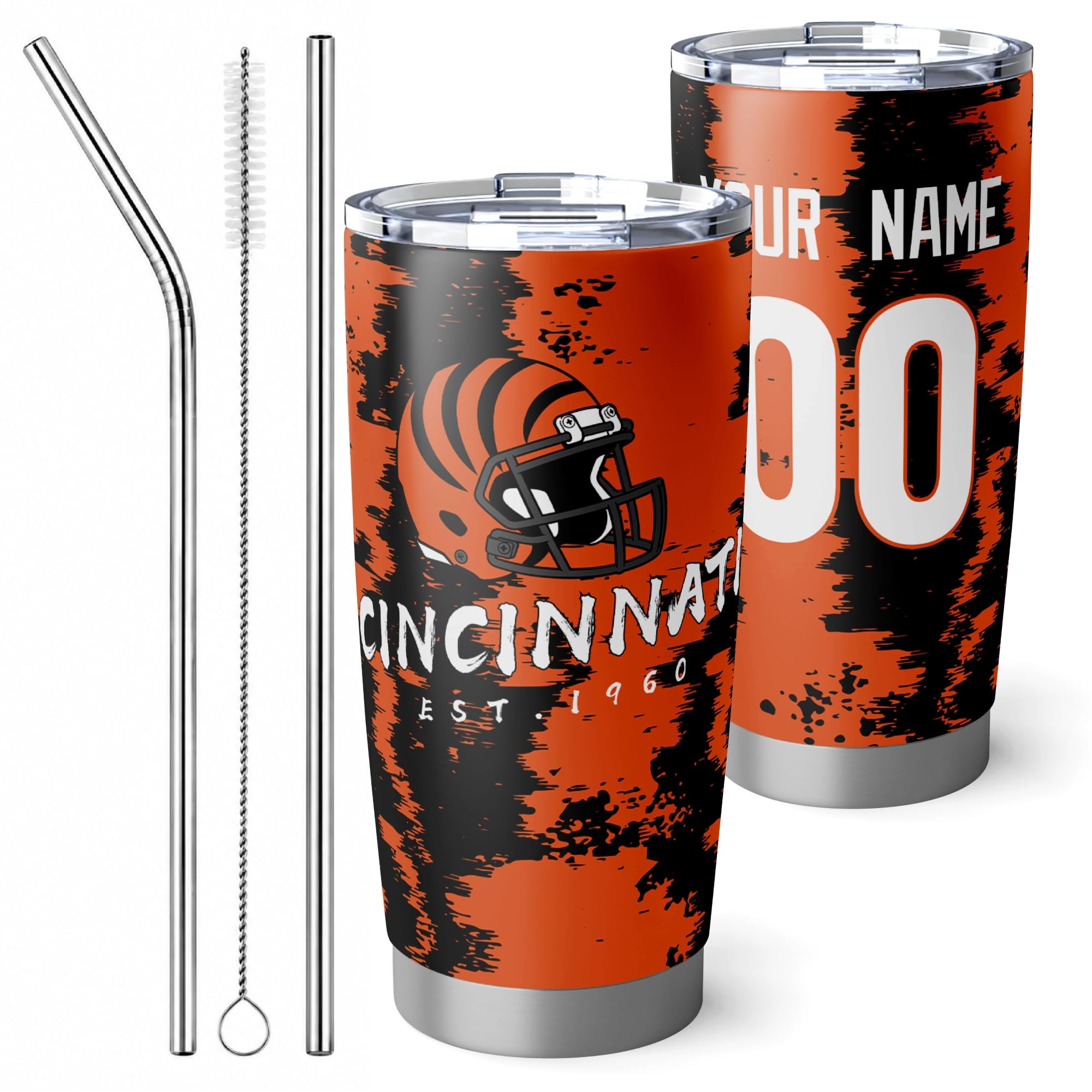 ANTKING Cincinnati Tumbler 20oz Travel Mug Custom Number Name Gifts