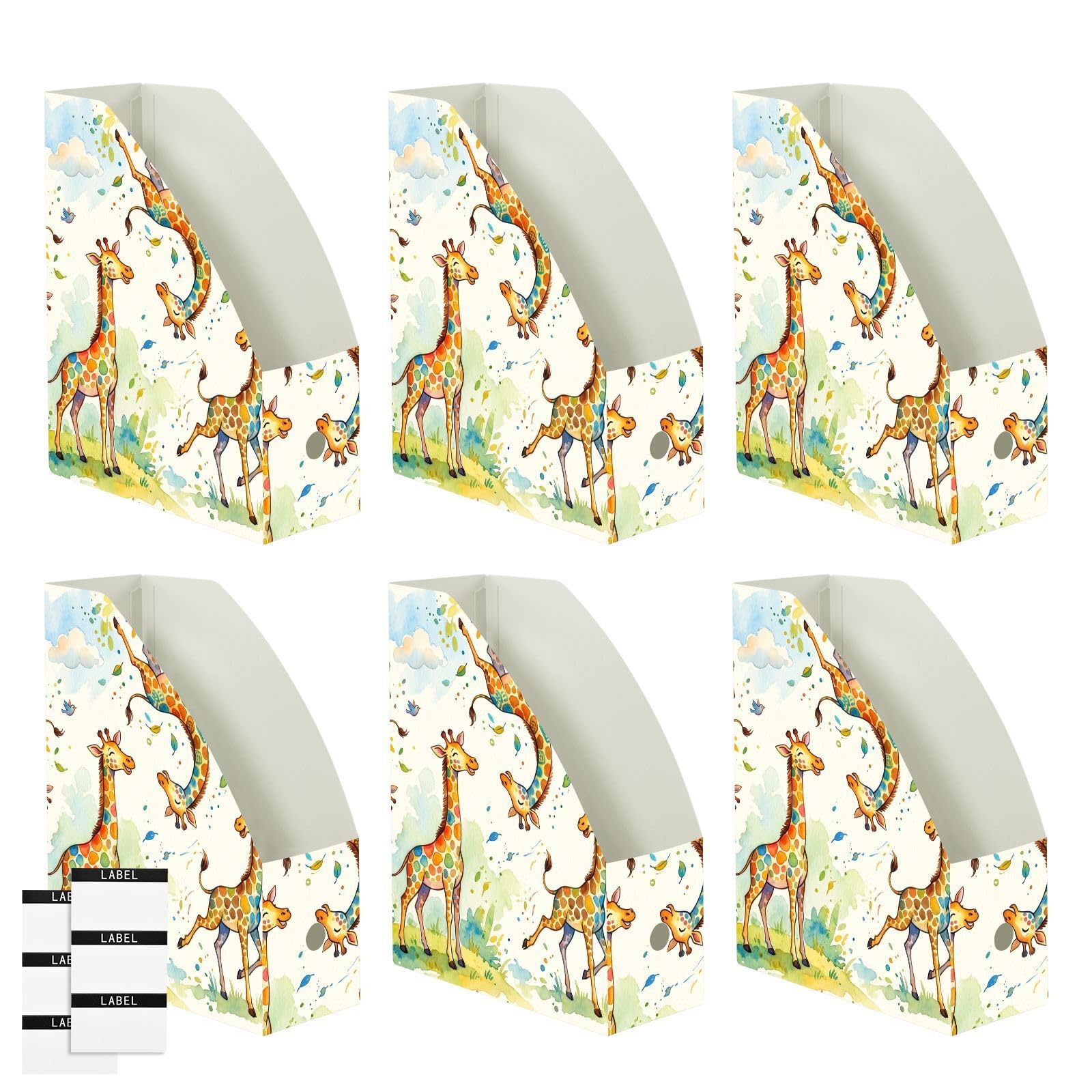 Aquarell-Giraffen-Aktenordner mit offener Aufbewahrungsmöglichkeit