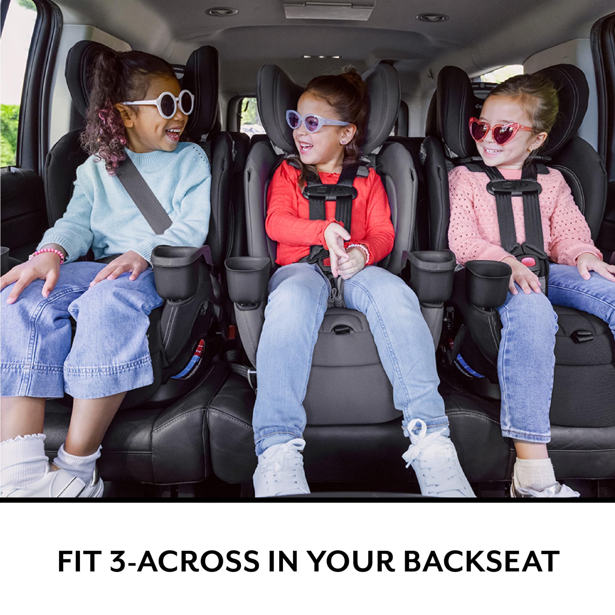 Condition photo showing New/Like New for Evenflo All4Stages Slim Plus Canopy 4-in-1 Convertible Car Seat (Howell Black)