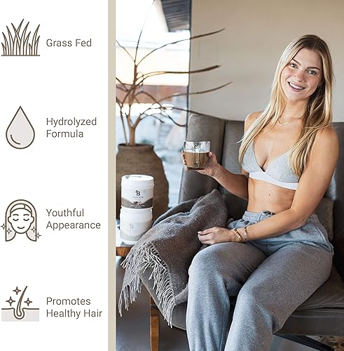 Miniatura 4 de Bloom Nutrition Proteína en polvo de péptidos de colágeno hidrolizados alimentados con pasto con ácido hialurónico, apoyo inmunológico de vitamina