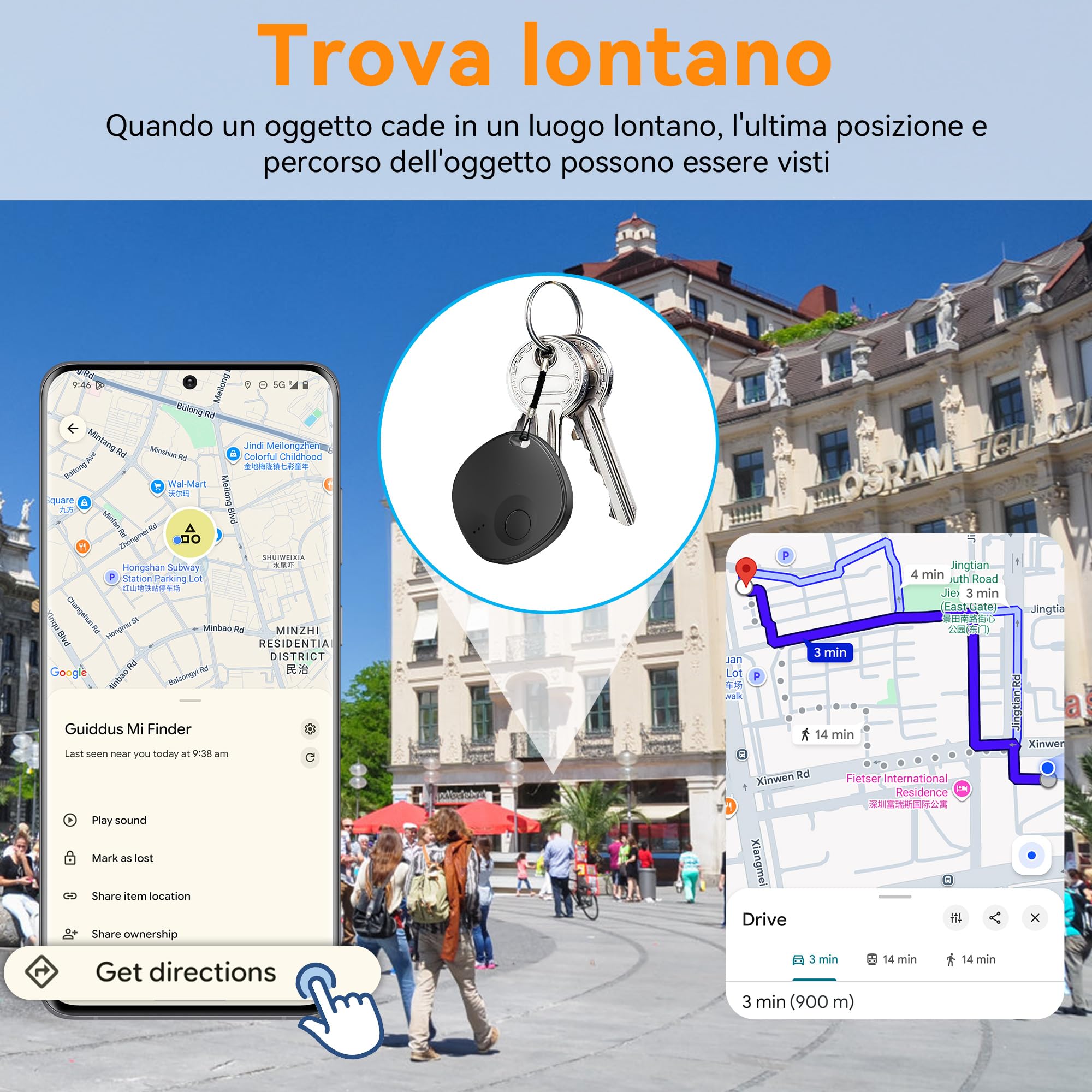 Smart Tag Bluetooth Localizzatore 4 Pezzi Air Tracker Android Compatibile Google Find Hub per Chiavi Bagagli Valigie Portafogli
