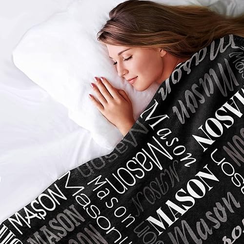 Miniatura 117 de Mantas personalizadas con nombre para niños, mantas de bebé personalizadas para niños y niñas, manta de nombre personalizada súper suave para niños