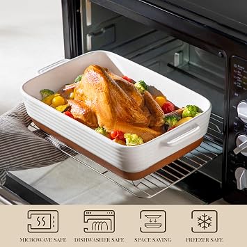 MALACASA Casserole Dishes for Oven, Ceramic Baking Dish Set of 3