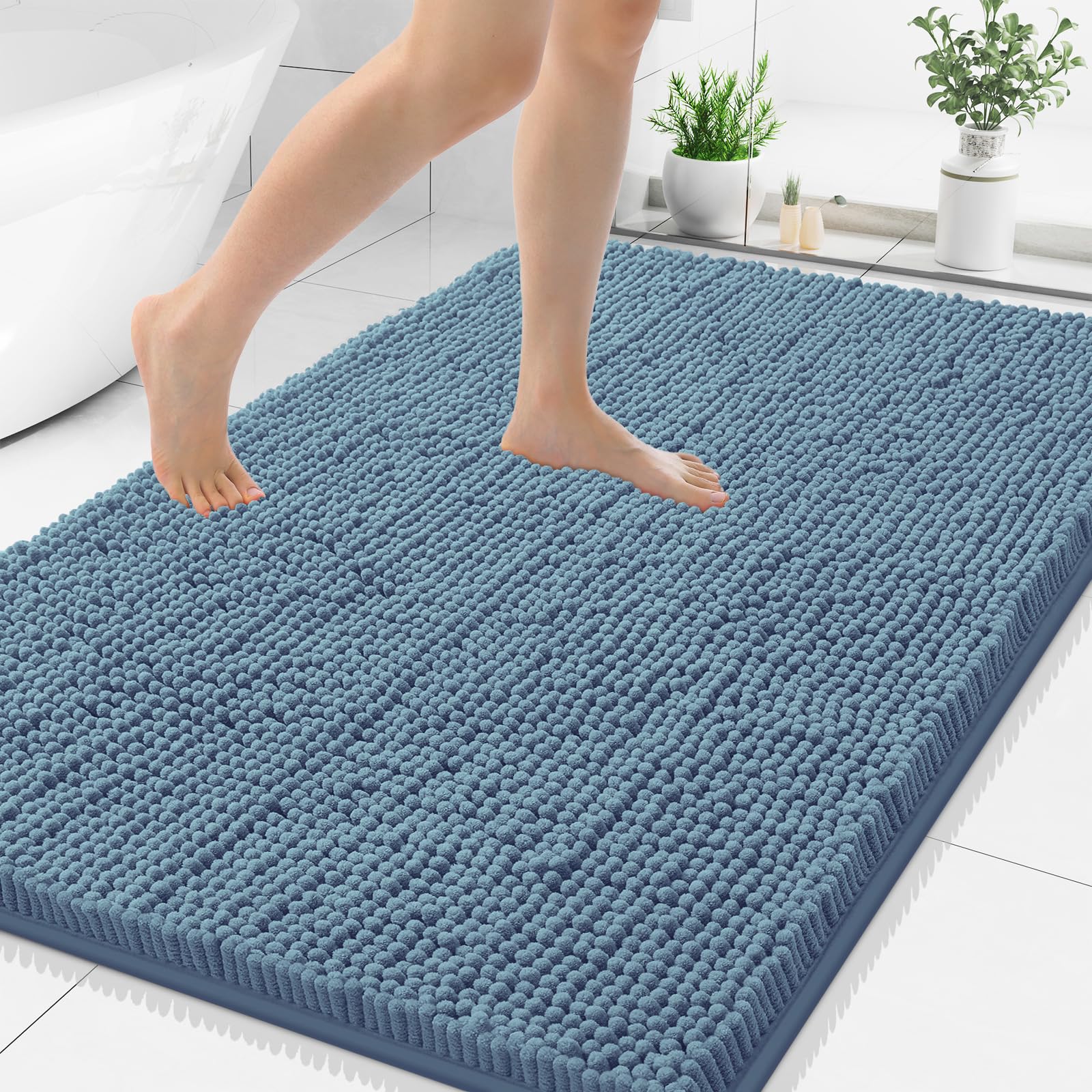 Smiry Bathroom Rugs 40X32, Luxury Chenille Extra Soft Absorbent Bath Mat