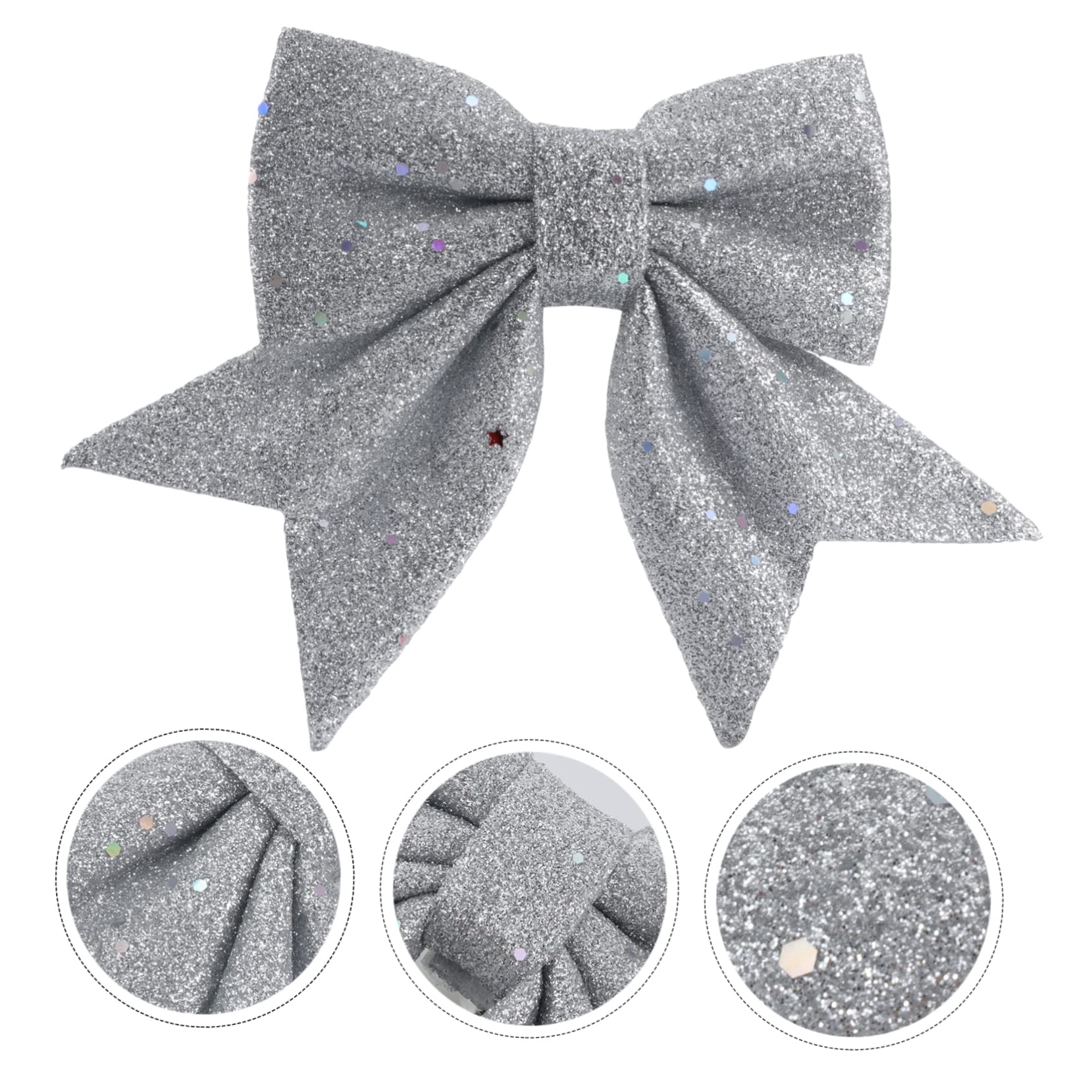 OUNONA 3piezas Lazo De Navidad Decorativo para Árbol Adorno Colgante De Organza Metálica para Fiestas y Celebraciones