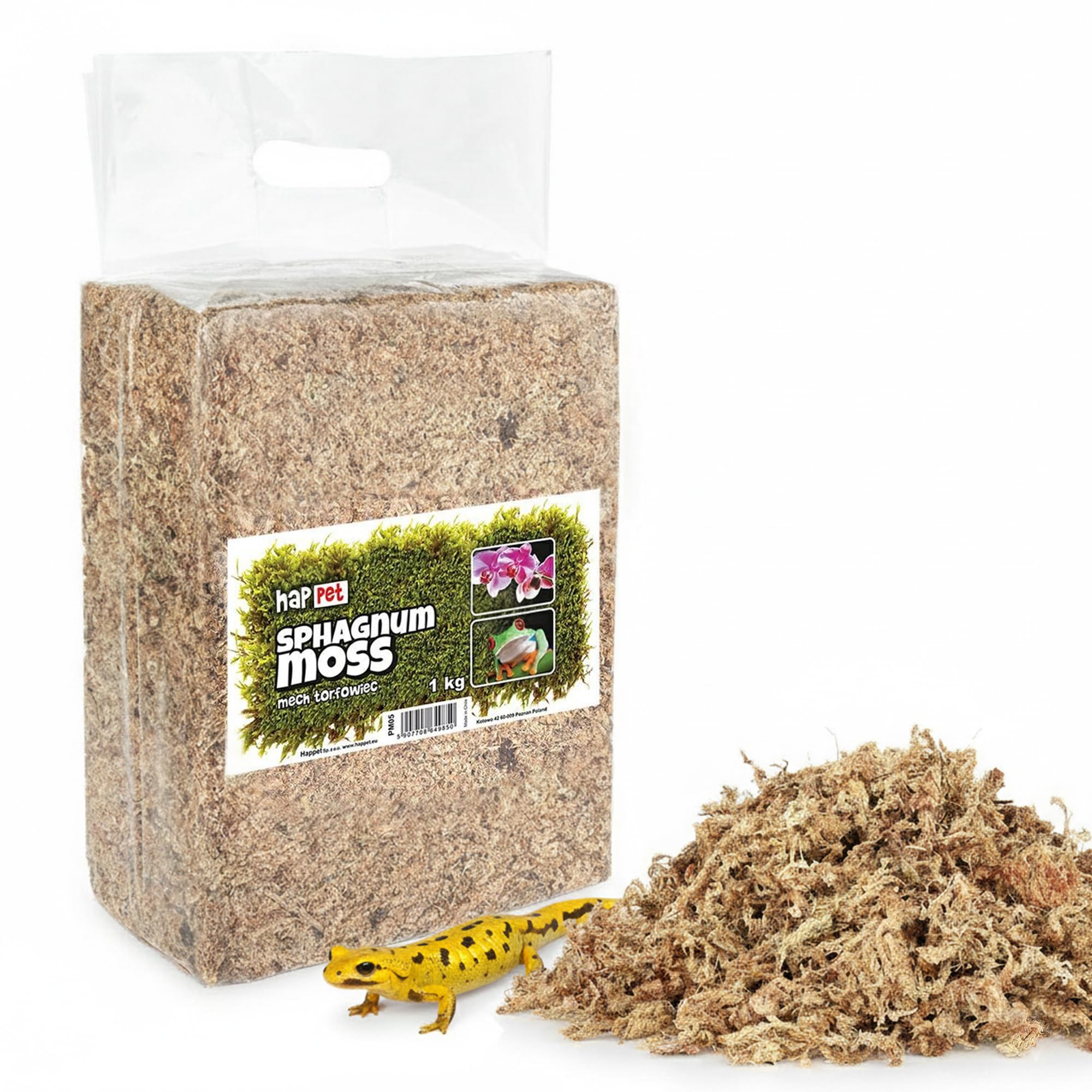 HAPPET Sphaigne Naturelle 1 kg – Mousse Sphagnum Haute Rétention d’Humidité pour Terrarium Tropical, Reptiles, Amphibiens, Plantes, Incubation et Cachette Humide
