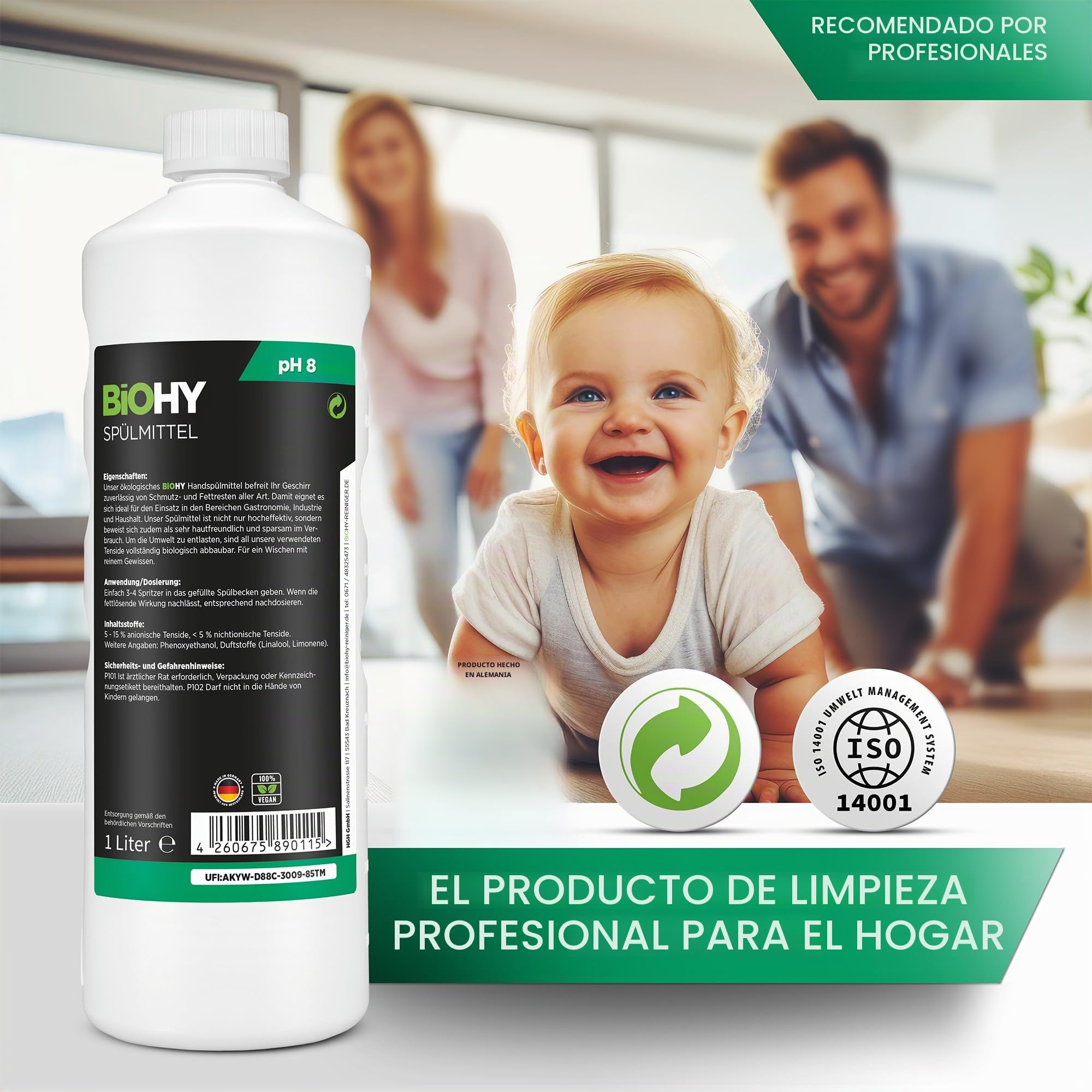 BiOHY BIOHY Juego de detergente para lavavajillas de 10 litros + accesorios, detergente, grifo de desagüe, dosificador, recipiente mezclador, cepillo para lavar platos, detergente ecológico para una