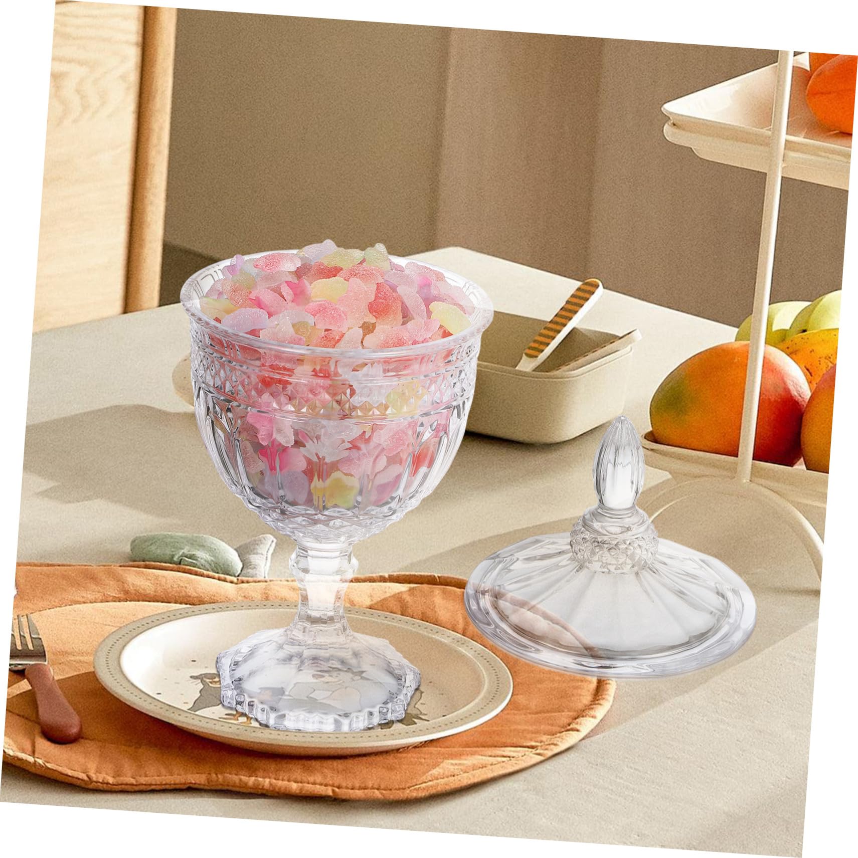Bonbonnière Couvercle Style Européen Décorative en Verre