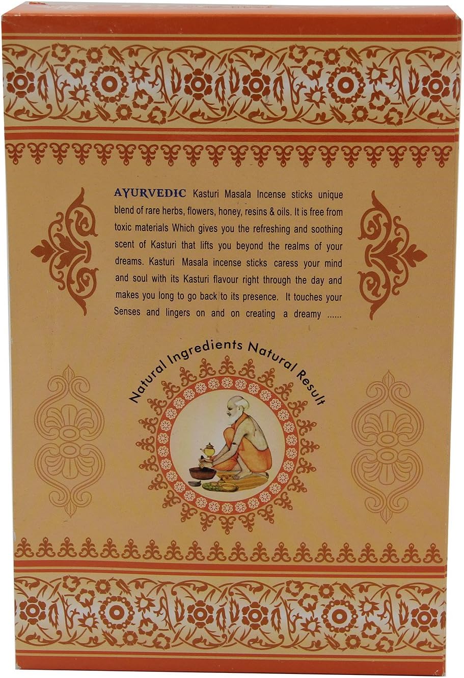 DharmaObjects Ayurvedic Kasturi Masala Incense Sticks - Box 12 Packs (Kasturi)