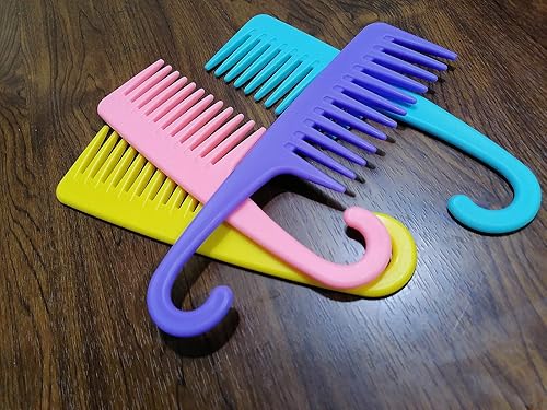 Miniatura 3 de 4 peines de dientes anchos para ducha, desenredar con gancho, cabello húmedo y seco de dientes anchos para uso diario de mujeres y salón de belleza
