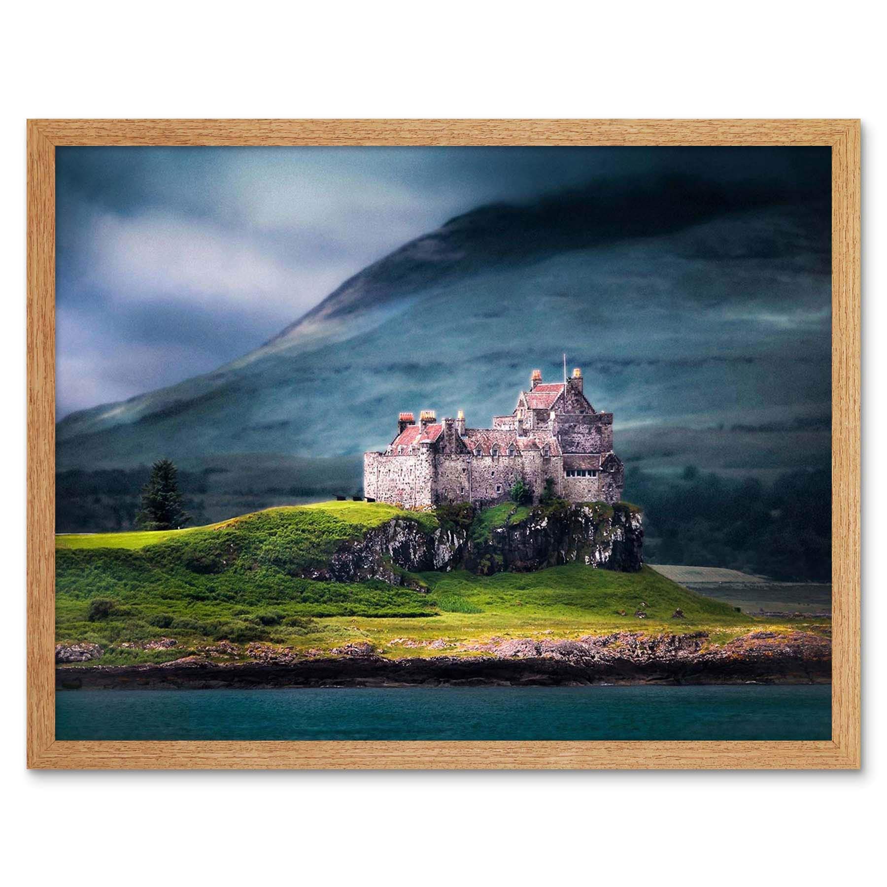 Wee Blue Coo Duart Castle Scotland Isle Mull Art Print Framed Poster Wall Decor 12X16 Inch