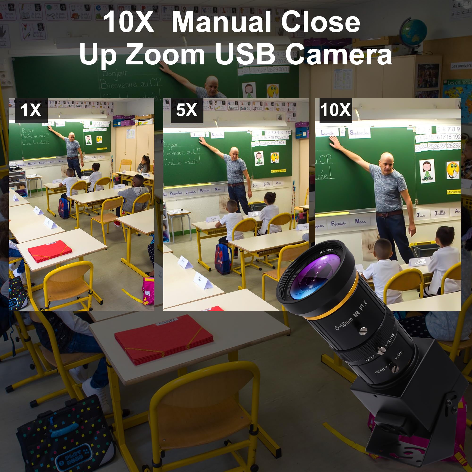 Zoom Ottico 10X 60fps HDMI USB3.0 Fotocamera 4K Ad Alta Velocità H.264 Uscita simultanea Webcam PC Plug and Play per Sicurezza Informatica Industriale Live Streaming CCTV Proiettore
