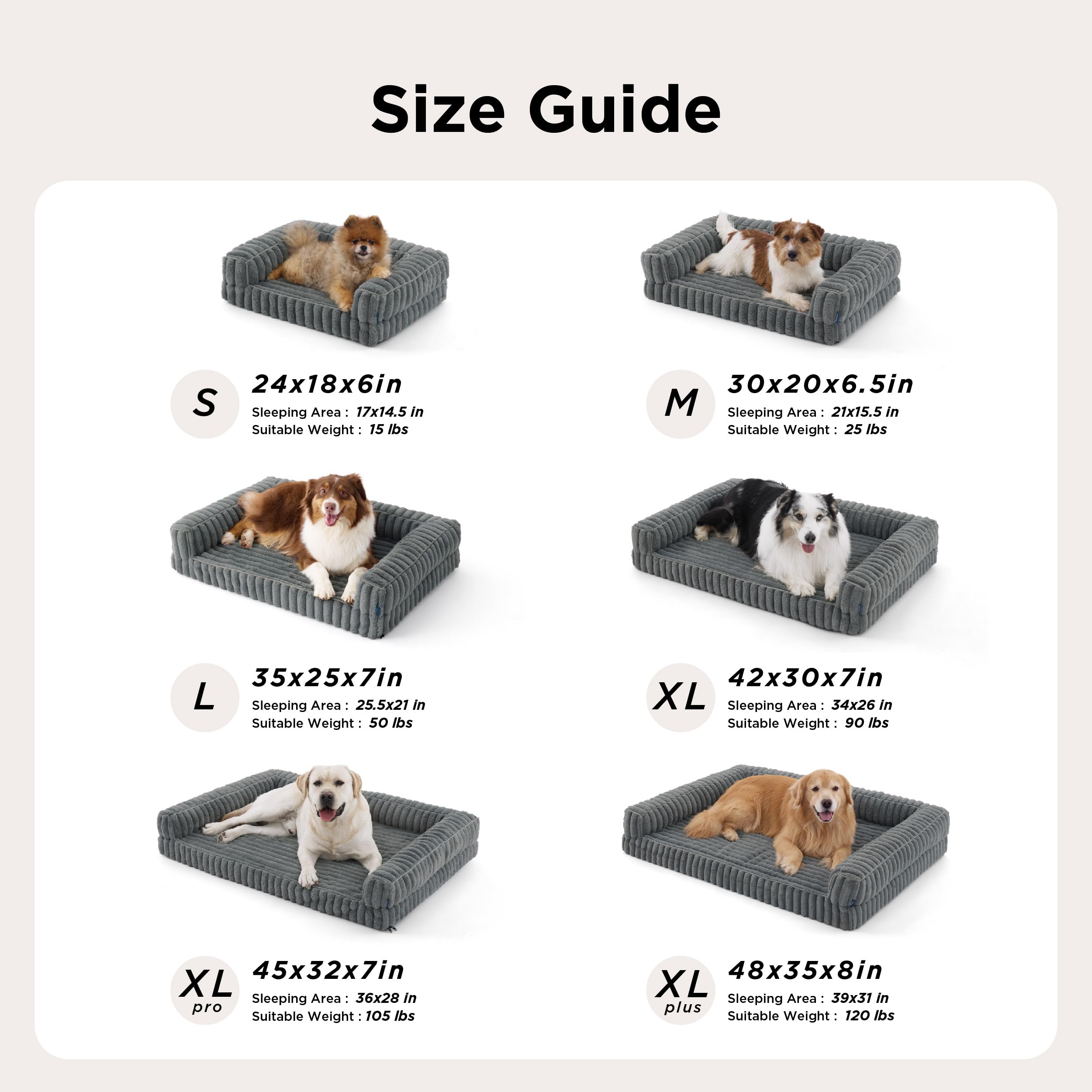 Bedsure ComfyFleece™ Orthopedic Dog Beds Large Sized Dog, Waterproof Memory Foam Pet Bed with Sides, Non-Slip Bottom and Egg-Crate Foam Large Pet Couch Sofa with Washable Corduroy Cover, Cream - image 6