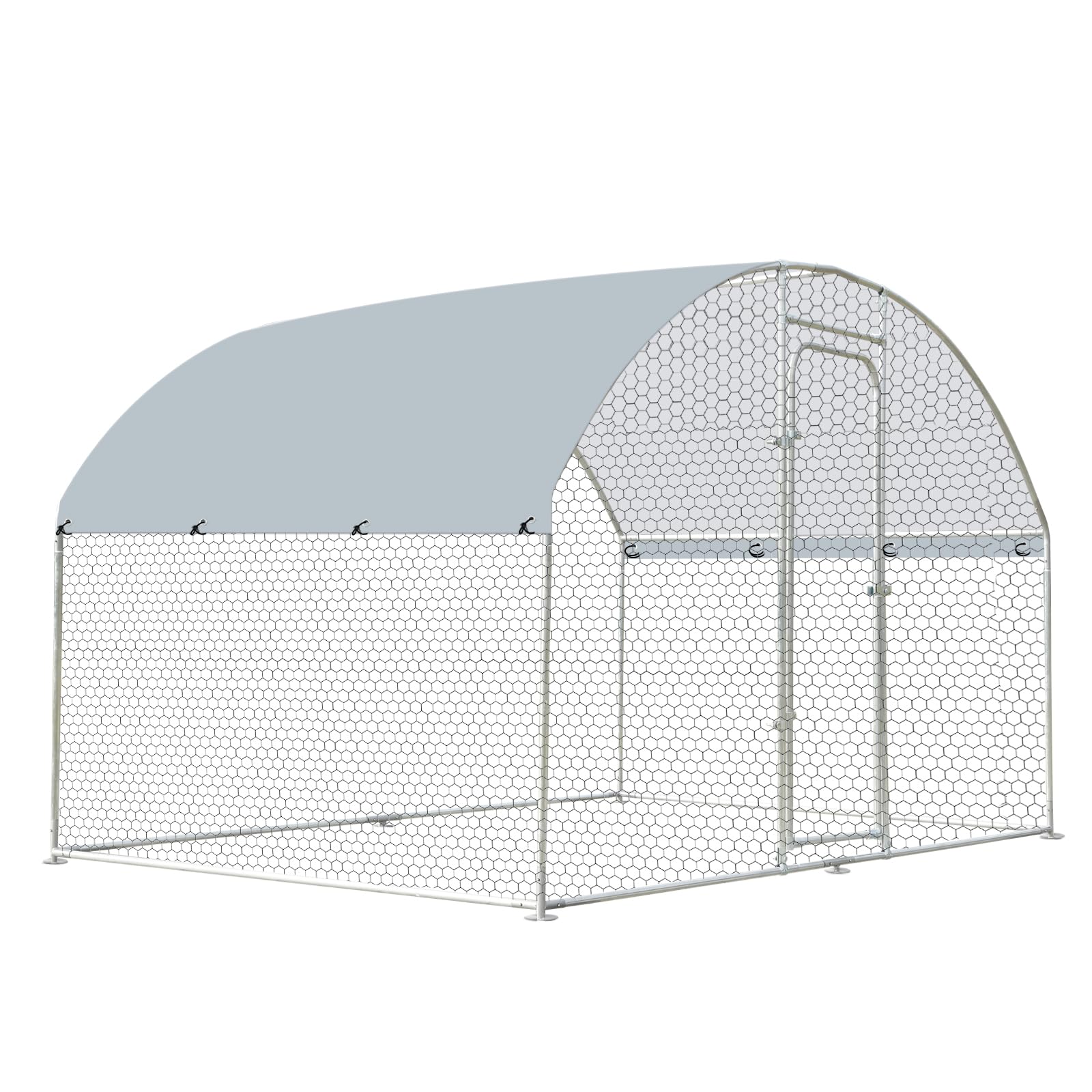 Outdoor Metal Chicken Coop Large Walk-in Poultry Cage Spire-Shaped Chicken Run with Waterproof and Anti-Ultraviolet Cover for Outside,Backyard and
